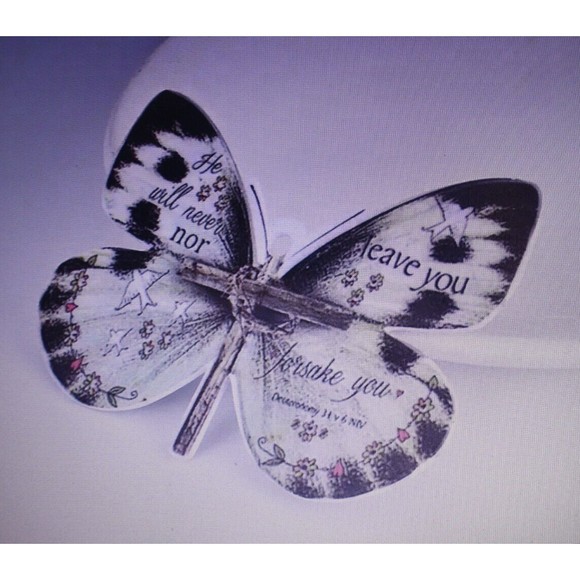 New Butterfly Faith Cross Acrylic Pendant Car RV Mirror, Backback, Purse Charm - Picture 3 of 6